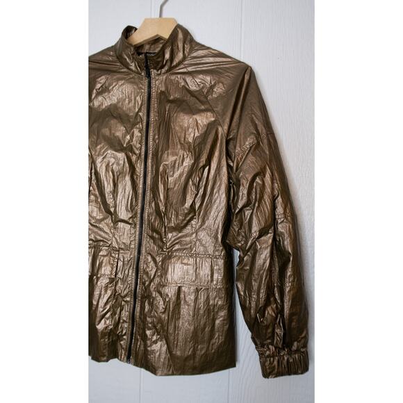 CARBON 38 Metallic Bronze Gold Crinkle Track Jacket Lace String Back NWT SMALL - Picture 5 of 14